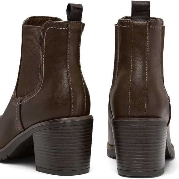 Mysoft Ankle Boote Women Block Polyurethane Chunky Stacked Heel Booties - Picture 3 of 6